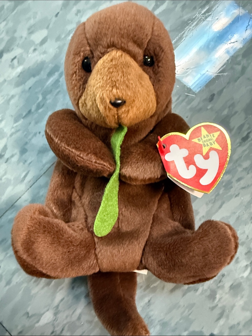 Ty Beanie Baby Seaweed Brown Otter Plush Toy -